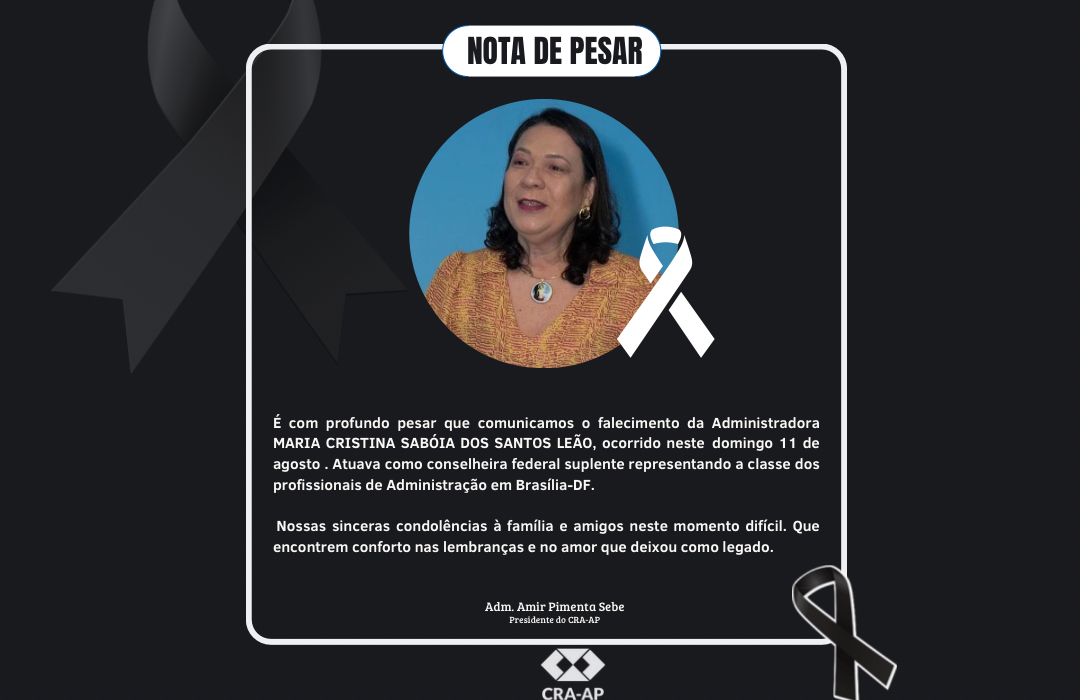 Você está visualizando atualmente Nota de Pesar – Adm. Cristina Leão