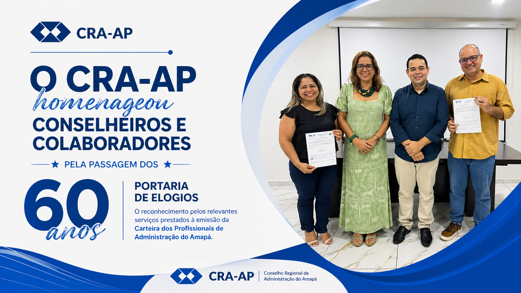 Leia mais sobre o artigo CRA-AP homenageia conselheiros e colaboradores pelos 60 anos da Portaria de Elogios